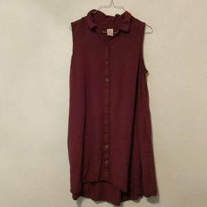 Faded glory burgundy button down dress with POCKET